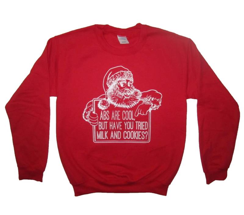 Sweatshirt-Abs Sind Cool, Aber Haben Sie Versucht, Milch Und Kekse Shirt Lustige Weihnachtsmann Weihnachten Top Hässlich Urlaub Pullover Partei T von BetterThanRealLife