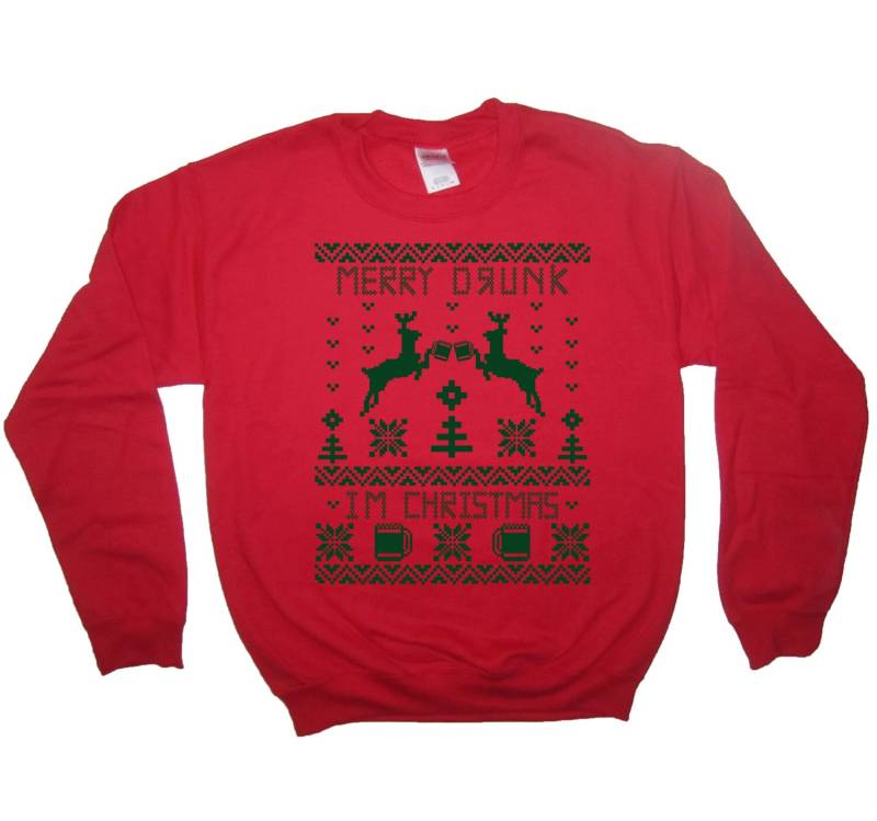 Sweatshirt Frohe Betrunken Ich Weihnachten Shirt Spitze Lange Bin Ärmel Lustige Urlaub Hässliche Pullover Party Contest Gewinner Niedlich Mens von BetterThanRealLife