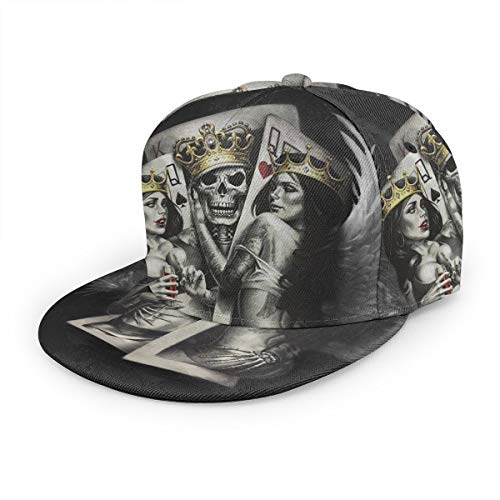 Bettiboy Skull Poker King Queen Cupid Snapback Hüte für Männer Frauen One Piece Baseball Cap Flat Hip Hop Youth Visor Hat Schwarz von Bettiboy