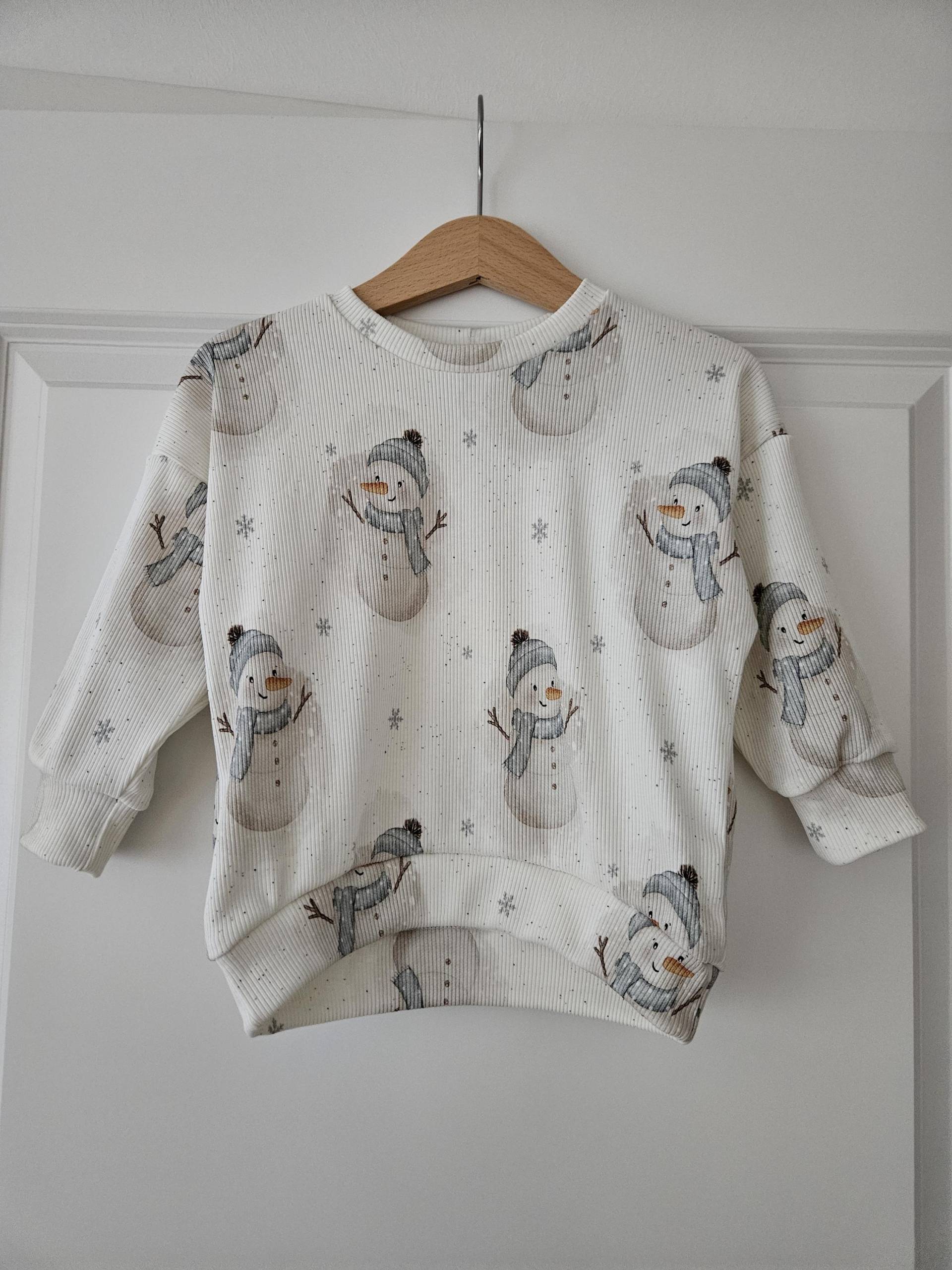 Oversize Sweater Ribjersey Schneemann Weihnachten Winter Pullover Baby Kind Gr. 56-116 von BettisHerzstuecke