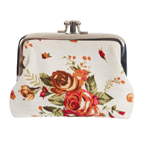 Bettli Niedliche klassische Geldbörse mit Blumenmuster, exquisite Schnalle, Münzgeldbörse, bestickte Geldbörse, Wechseltasche, Leinwand, Schmucktasche, Schnalle, Geldbörse (weißer Hintergrund, Rose) Bettli Niedliche klassische Geldbörse mit Blumenmuster, exquisite Schnalle, Münzgeldbörse, bestickte Geldbörse, Wechseltasche, Leinwand, Schmucktasche, Schnalle, Geldbörse (weißer Hintergrund, Rose) von Bettli