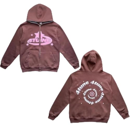 Bettschlange 4TUNE Hoodie, Hip Hop Paare Pullover Sportbekleidung, Oversized Hoodies Tracksuit Y2K für Damen Männer, Streetwear Trainingsanzüge mit Taschen und Buchstaben, Langärmelig von Bettschlange