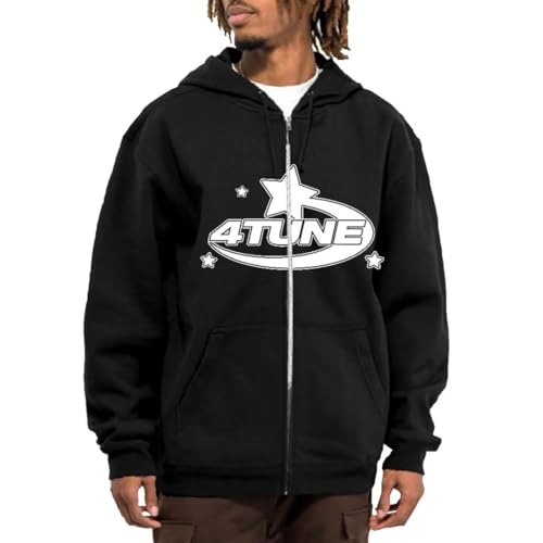 Bettschlange 4TUNE Hoodie, Hip Hop Paare Pullover Sportbekleidung, Oversized Hoodies Tracksuit Y2K für Damen Männer, Streetwear Trainingsanzüge mit Taschen und Buchstaben, Langärmelig von Bettschlange