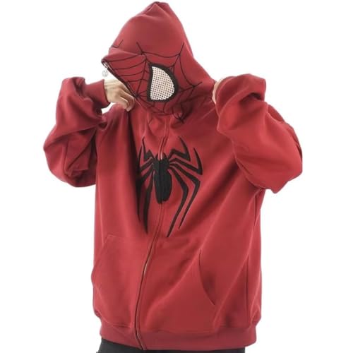 Bettschlange Y2k Zip Up Hoodie Spider Jacke Kapuzenpullover Zip Up Hoodie Hip Hop Sweatshirt Jacke Vintage Hoodie Unisex Sweatjacke mit Kapuze 90s Print Oversized Jacket von Bettschlange