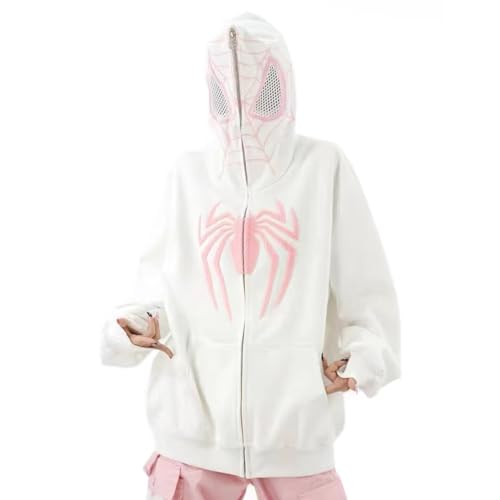 Bettschlange Y2k Zip Up Hoodie Spider Jacke Kapuzenpullover Zip Up Hoodie Hip Hop Sweatshirt Jacke Vintage Hoodie Unisex Sweatjacke mit Kapuze 90s Print Oversized Jacket von Bettschlange