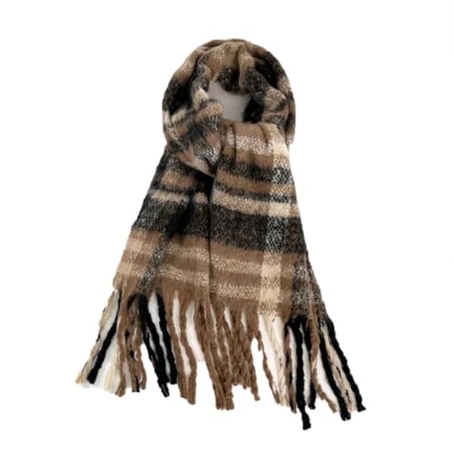 Damen Winter Schal, Deckenschal Damen, Streifen Plaid Winterschal, XXL Schal Fransen Poncho Weihnachten Geschenke für frauen Familie und Freunde, 210x40cm von Bettschlange