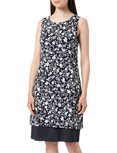 Betty Barclay Damen Jerseykleid ohne Arm Dunkelblau/Weiß,38 von Betty Barclay