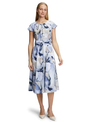 Betty Barclay Damen Sommerkleid mit Raffung Weiß/Blau,40 von Betty Barclay