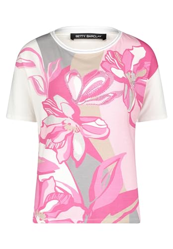 Betty Barclay Damen Printshirt mit Schmucksteinen Cream/Rosé,42 von Betty Barclay