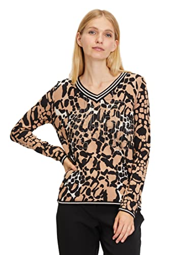 Betty Barclay Damen Strickpullover mit V-Ausschnitt Camel/Black,38 von Betty Barclay