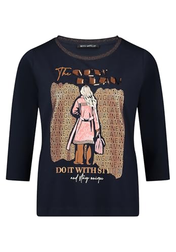 Betty Barclay Damen Basic Shirt mit Rippbündchen 44, Patch Dark Blue/Brown von Betty Barclay