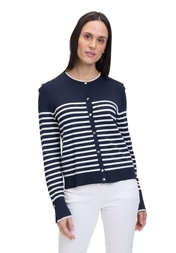 Betty Barclay Damen Basic-Strickjacke mit Streifen 42, Patch Dark Blue/Cream von Betty Barclay