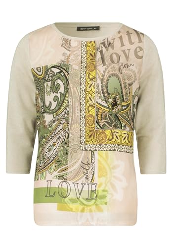 Betty Barclay Damen Blusenshirt mit Aufdruck Beige/Green,44 von Betty Barclay