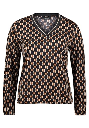 Betty Barclay Damen Blusenshirt mit V-Ausschnitt 46, Schwarz/Beige von Betty Barclay