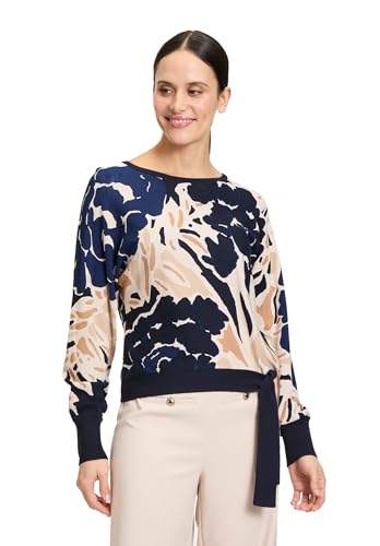 Betty Barclay Damen Feinstrickpullover mit Aufdruck 40, Dark Blue/Nature von Betty Barclay