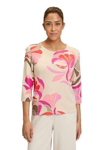 Betty Barclay Damen Feinstrickpullover mit Print 38, Nature/Red von Betty Barclay