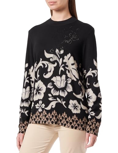 Betty Barclay Damen Feinstrickpullover mit Print Schwarz/Beige,38 von Betty Barclay