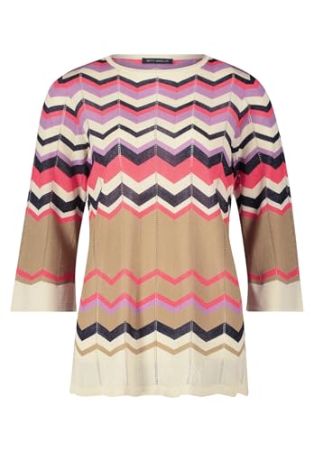 Betty Barclay Damen Feinstrickpullover mit Strickdetails Patch Beige/Red,48 von Betty Barclay