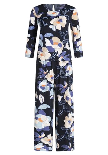 Betty Barclay Damen Jumpsuit mit 3/4 Arm Blau/Weiß,38 von Betty Barclay