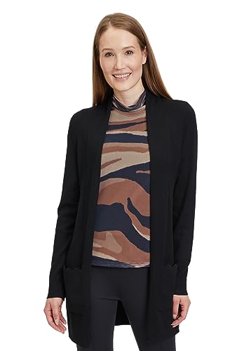 Betty Barclay Damen Longstrickjacke mit Rippenstruktur Schwarz,38 von Betty Barclay