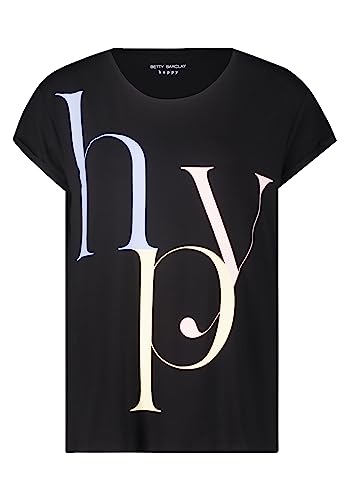 Betty Barclay Damen Rundhals-Shirt mit Print Black/Yellow,XXL von Betty Barclay