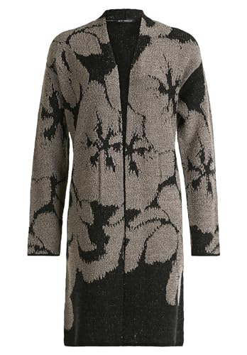 Betty Barclay Damen Strick-Cardigan mit Jacquard Patch Black/Taupe,42 von Betty Barclay