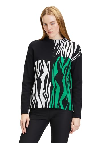 Betty Barclay Damen Strickpullover mit Color Blocking Patch Black/Cream,40 von Betty Barclay