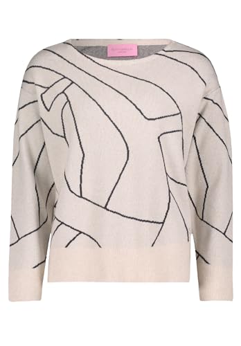 Betty Barclay Damen Strickpullover mit Jacquard Patch Beige/Grey,40 von Betty Barclay