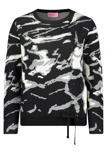Betty Barclay Damen Strickpullover mit Jacquard Patch Black/Grey,36 von Betty Barclay