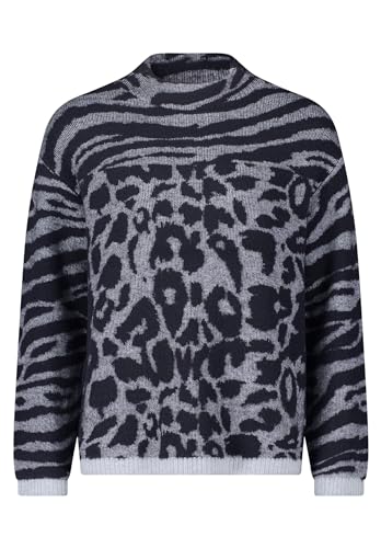 Betty Barclay Damen Strickpullover mit Leoprint Patch Grey/Grey,44 von Betty Barclay