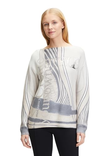 Betty Barclay Damen Strickpullover mit Print Beige/Schwarz,36 von Betty Barclay