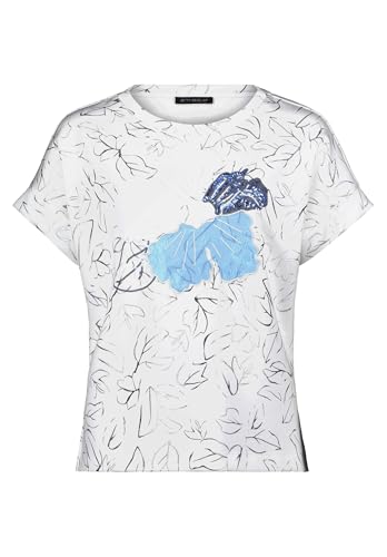Betty Barclay Damen Sweatpullover mit Rundhalsausschnitt Patch Cream/Blue,38 von Betty Barclay