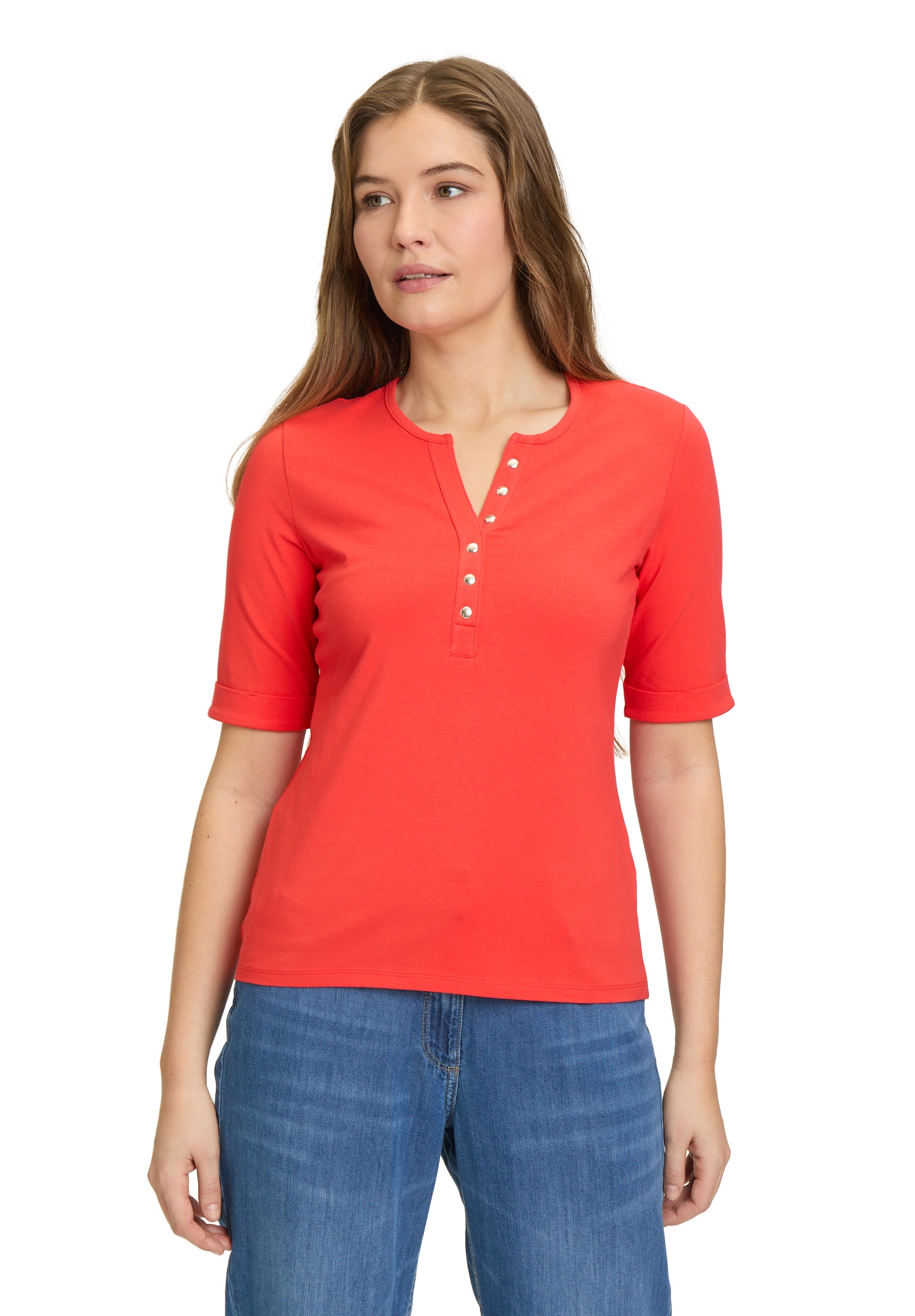 Betty Barclay Kurzarmshirt "Betty Barclay Damen Basic Shirt mit Knöpfen", (1 tlg.), Form von Betty Barclay