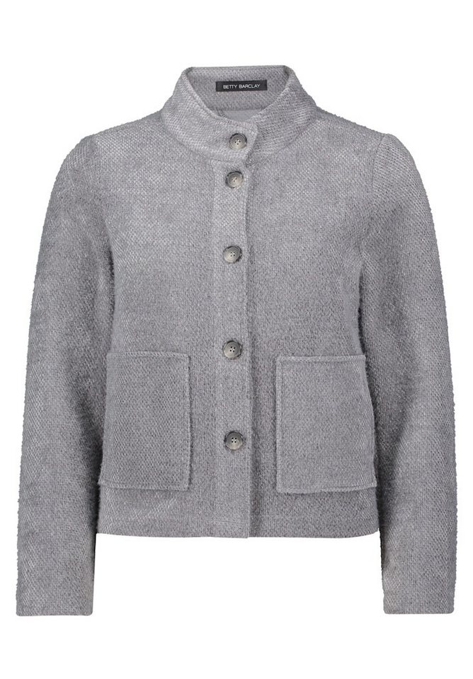 Betty Barclay Wolljacke Strickjacke Klassische Strickjacke mit Stehkragen und aufgesetzten Taschen von Betty Barclay