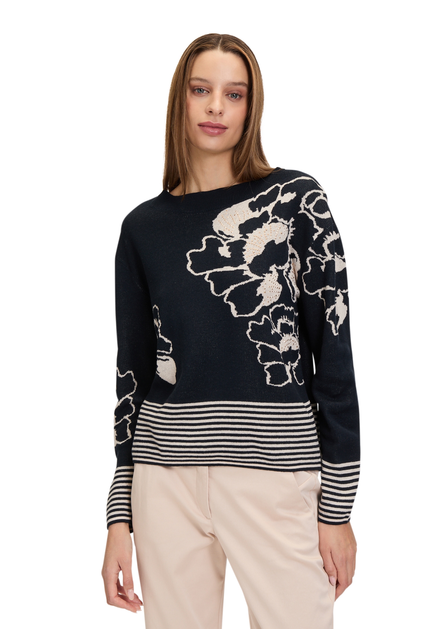Betty Barclay Strickpullover "Betty Barclay Damen Feinstrickpullover mit Jacquard", (1 tlg.), Hotfix von Betty Barclay