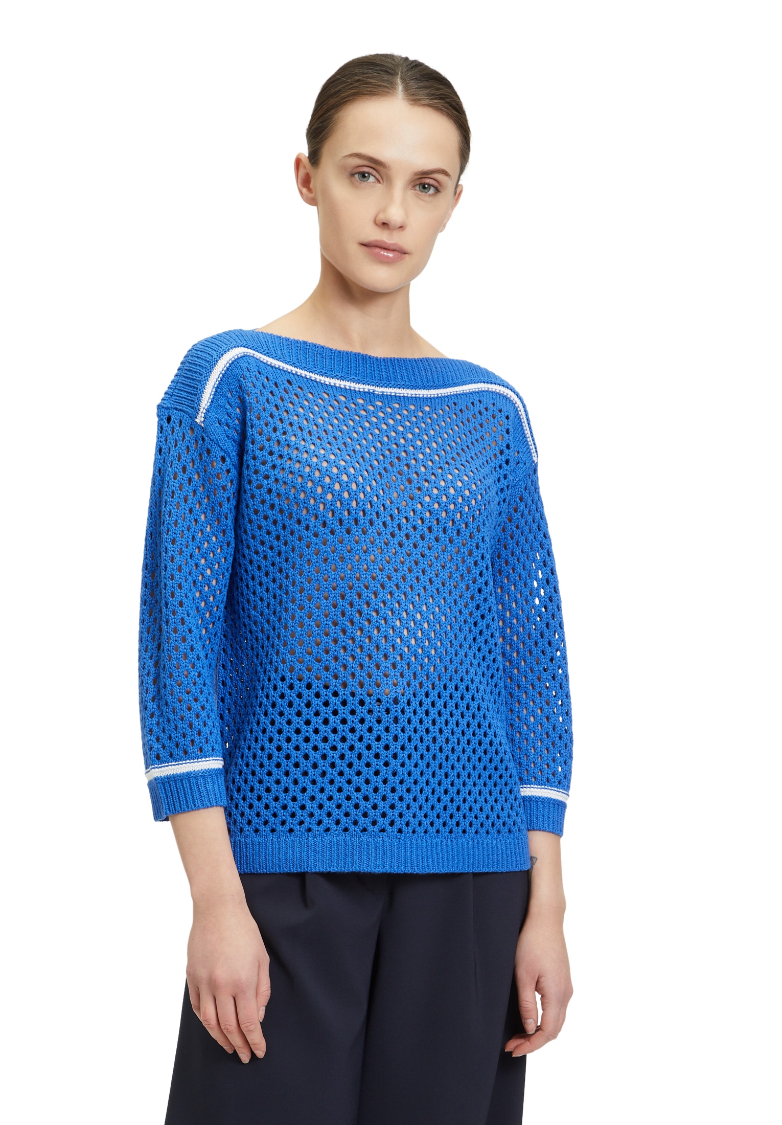 Betty Barclay Strickpullover "Betty Barclay Damen Lochstrick-Pullover mit Strickdetails", (1 tlg.), Kontraststeppung von Betty Barclay