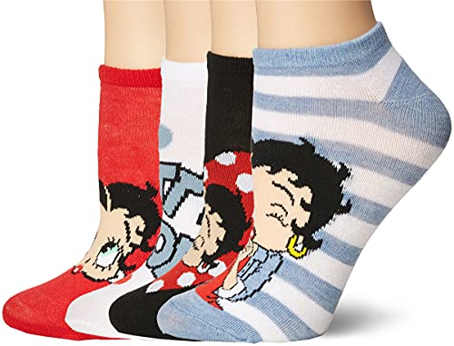 Betty Boop Damen 5 Pack No Show Lssige Socken, Blau, Weiß, Mehrfarbig 9-11 Fits Shoe Size 4-10.5 von Betty Boop