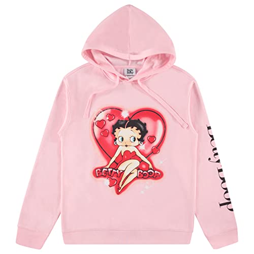 Betty Boop Damen-Sweatshirt – Paramount bestickter Kapuzen-Sweatshirt, Helles Pink, M von Betty Boop