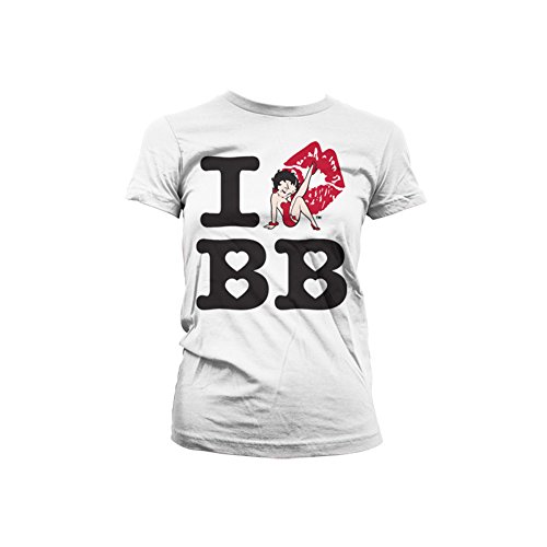 Betty Boop Offizielles Lizenzprodukt I Love Damen T-Shirt (Weiß), Medium von Betty Boop