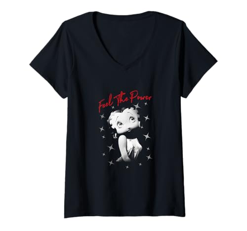 Damen Betty Boop Pin-Up Spüren Sie die Macht T-Shirt mit V-Ausschnitt von Betty Boop