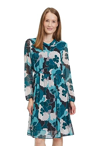 Betty & Co Damen Chiffonkleid Langarm Mint/Black,44 von Betty & Co