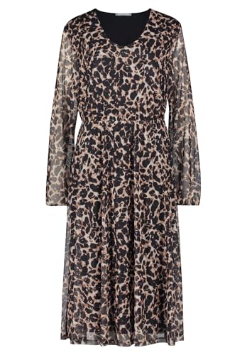 Betty & Co Damen Midikleid mit V-Ausschnitt 38, Nature-Black von Betty & Co