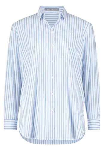 Betty & Co Damen Longbluse mit Streifen Weiß/Blau,46 von Betty & Co