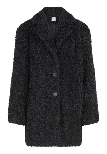 Betty & Co Damen Plüschjacke mit Reverskragen Schwarz,36 von Betty & Co