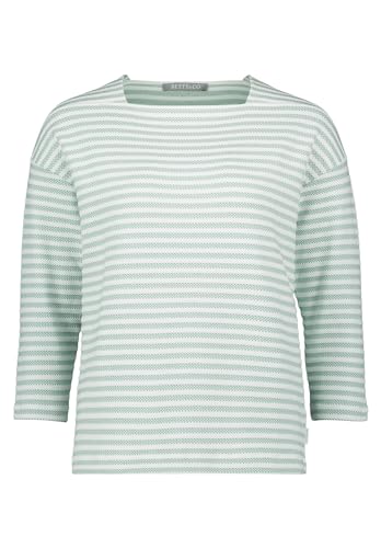 Betty & Co Damen Ringelshirt mit U-Boot-Ausschnitt Cream/Green,XXL von Betty & Co