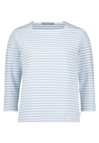 Betty & Co Damen Ringelshirt mit U-Boot-Ausschnitt Weiß/Blau,L von Betty & Co