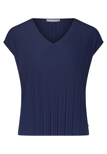 Betty & Co Damen Rundhals-Shirt mit Plissee Navy Blue,XXL von Betty & Co