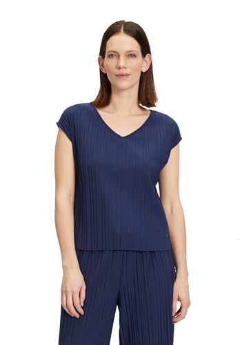 Betty & Co Damen Rundhals-Shirt mit Plissee Navy Blue,XXL von Betty & Co