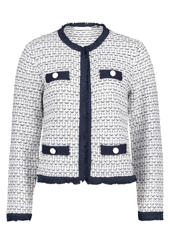 Betty & Co Damen Strick-Cardigan mit Rundhalsausschnitt 38, Weiß/Dunkelblau von Betty & Co