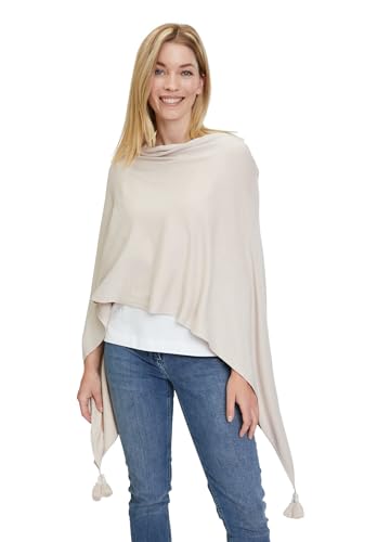 Betty & Co Damen Strick-Poncho mit Quasten Shiny Powder,ACC von Betty & Co